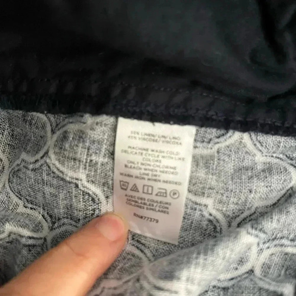 ❤️2/$50❤️[M]Ann Taylor Factory Geo Pattern Linen Blend Blue Jumpsuit drawstring - Picture 3 of 6